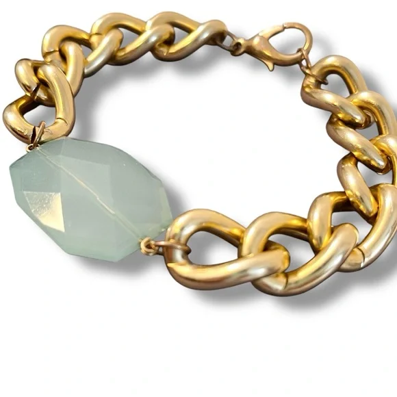 ❤️ Chunky Gold x Agate Chain Bracelet - Picture 4 of 5